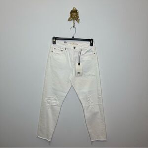 Levi's Wedgie Straight Distressed White Jeans 28